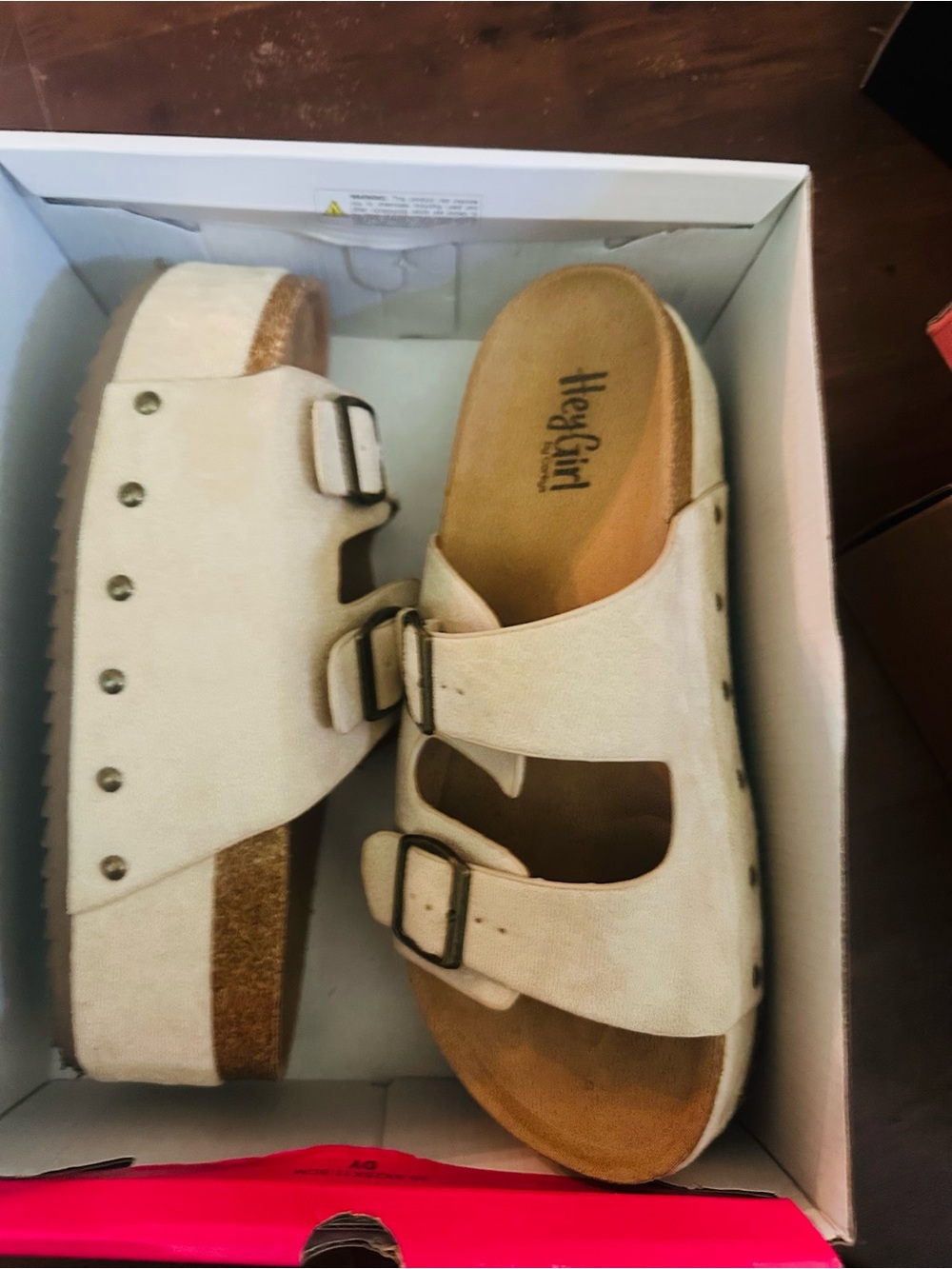 Corkys Cream Dual-Buckle Platform Sandals